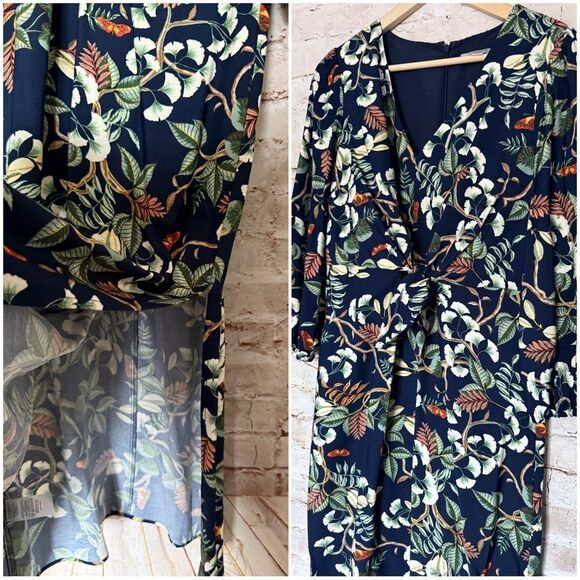 Loft floral leaf tie front midi dress - Picture 4 of 6